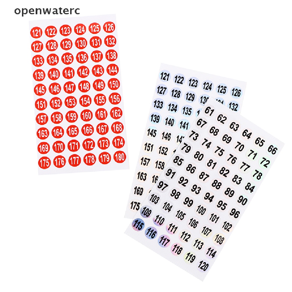 Bộ 3 Tấm Nhãn Dán Đánh Dấu Số 1-180 Màu Sắc Dành Cho Móng Tay