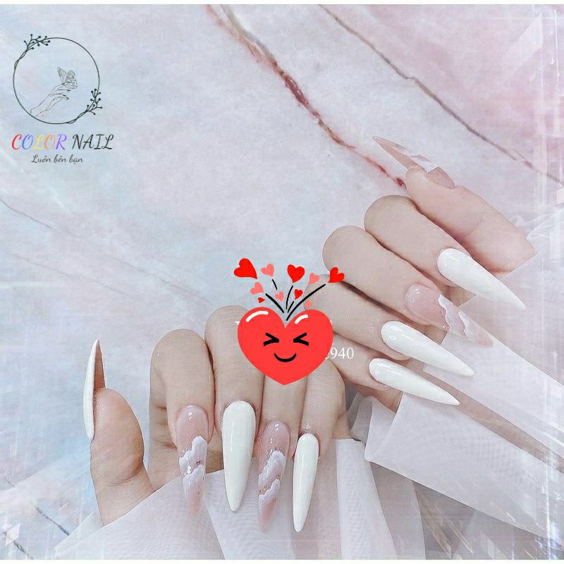 Nail box - Móng up thiết kế : Trắng biển