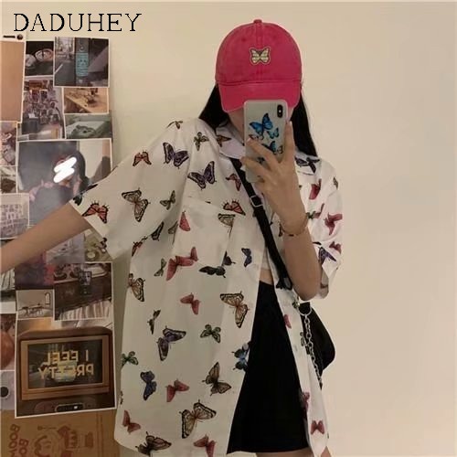 Áo sơ mi mỏng tay ngắn in hình ngọt ngào mùa hè 2022 cho nữ