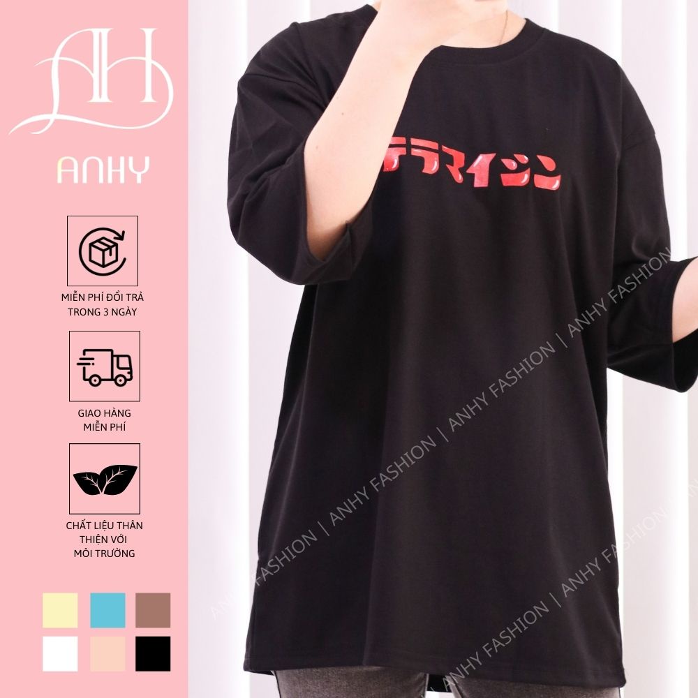 Áo thun tay lỡ ANHY FASHION form rộng freesize cotton co giãn in hộp sữa thỏ độc đáo THUN13