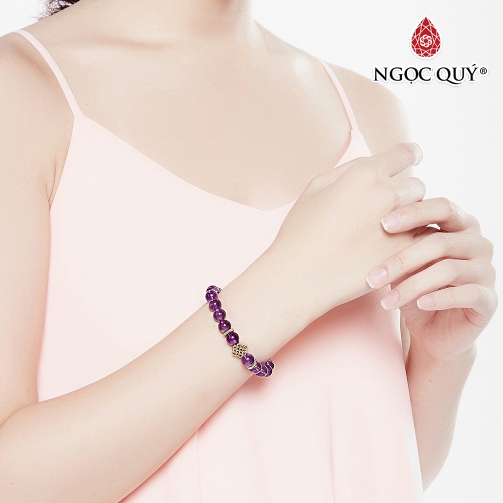 Vòng tay TA tím charm kết đồng tâm - Ngọc Quý