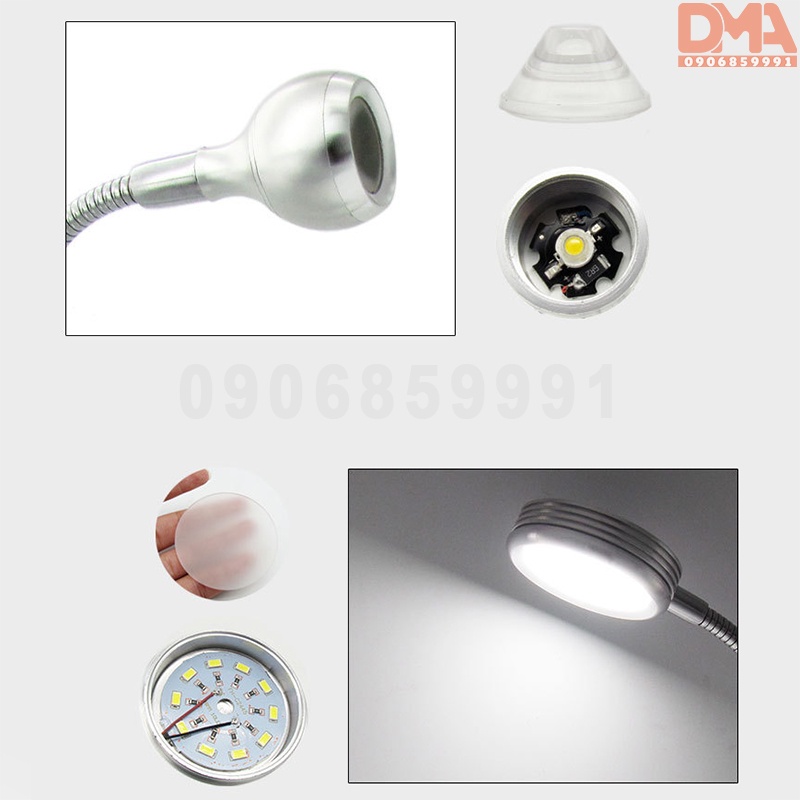 Đèn rọi trang trí 2 bóng,đèn led kẹp đọc sách nguồn USB (Hợp kim nhôm)