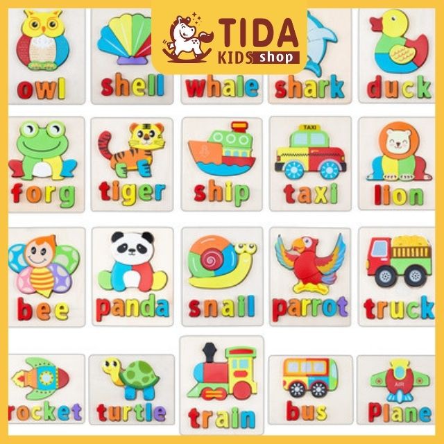 Đồ Chơi Xếp Hình Gỗ Puzzle, Bộ Đồ Chơi Gỗ 3D Loại Dày Cho Bé Giá Tốt ❤️ Freeship ❤️ TiDa Kids Shop