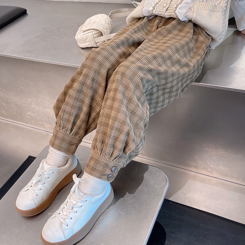 Quần Legging Họa Tiết Caro Phong Cách Hàn Quốc Thời Trang Xuân Thu Cho Bé Gái