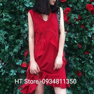 Đầm xuông phối bèo. Hàng thiết kế