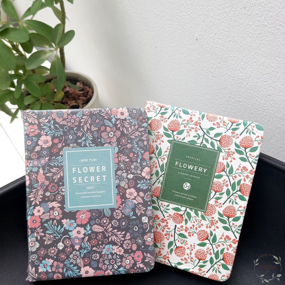 Sổ tay nhật ký hoa lá Flower vintage kẻ ngang và trơn nhiều màu planner, note tiện lợi