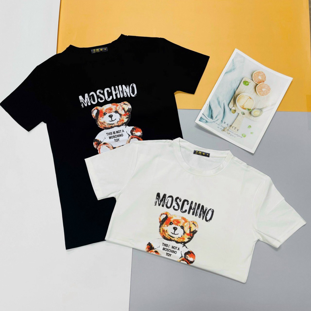 Áo Thun Nam Nữ Chất Cotton Mịn, Cổ Tròn Họa Tiết Gấu MOSCHINO Form Rộng Mặc Mát Thoải Mái Hoạt Động [NEW UNISEX]