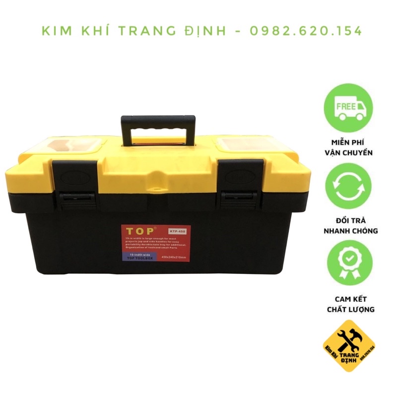 Hộp đựng đồ nghề đa năng 2 tầng TOPS 45x24x21cm vỏ nhựa cứng, chịu va đập tốt, nhiều ngăn đựng tối ưu cao