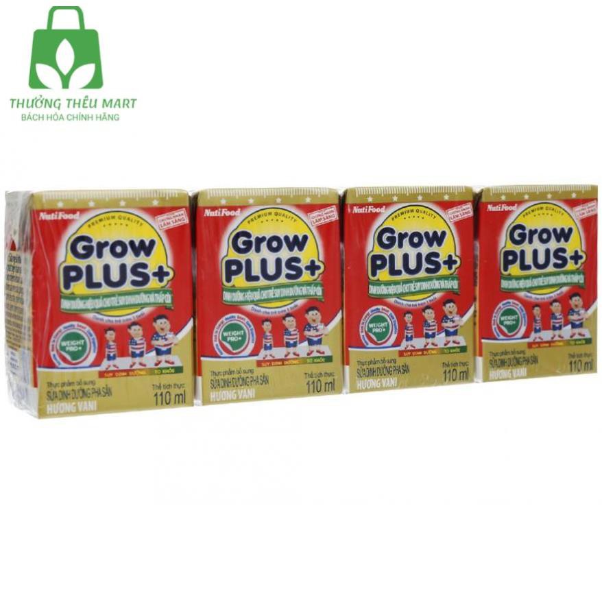 [CHÍNH HÃNG] Sữa Bột Pha Sẵn Nutifood Grow Plus+ Đỏ Hương Vani Thùng 48 Hộp x 110ml (Cho trẻ suy dinh dưỡng, thấp còi)
