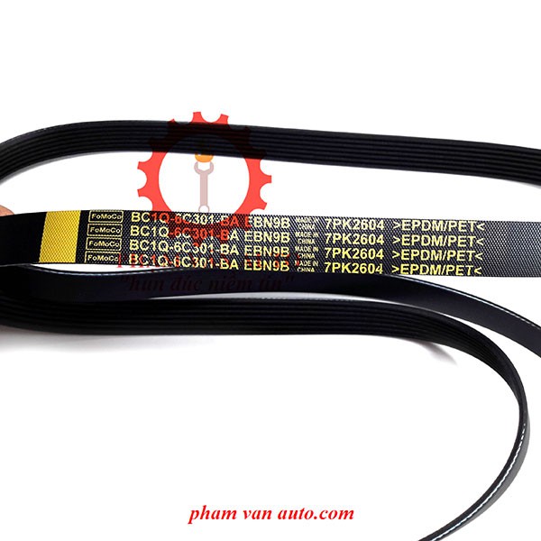 Dây curoa tổng Ford Transit CHÍNH HÃNG thông số 7PK2604, Dây beo xe ô tô Transit mã BC1Q6C301BA Phạm Văn auto