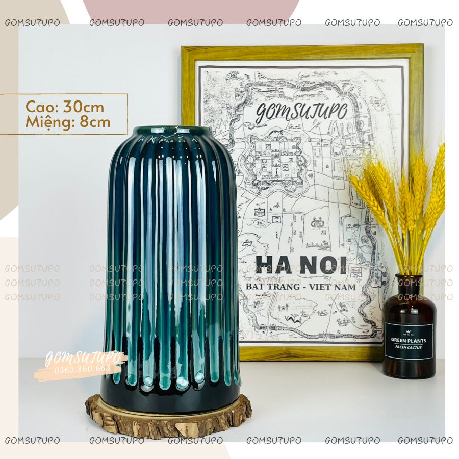 Lọ hoa dáng Lồng Chim , bình hoa decor trang trí gomsutupo, Gốm Sứ TUPO Bát Tràng