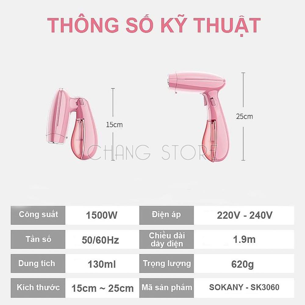 Bàn là hơi nước cầm tay gấp gọn Sokany SK-3060 hơi nước được phun tỏa đều, dễ dàng sử dụng