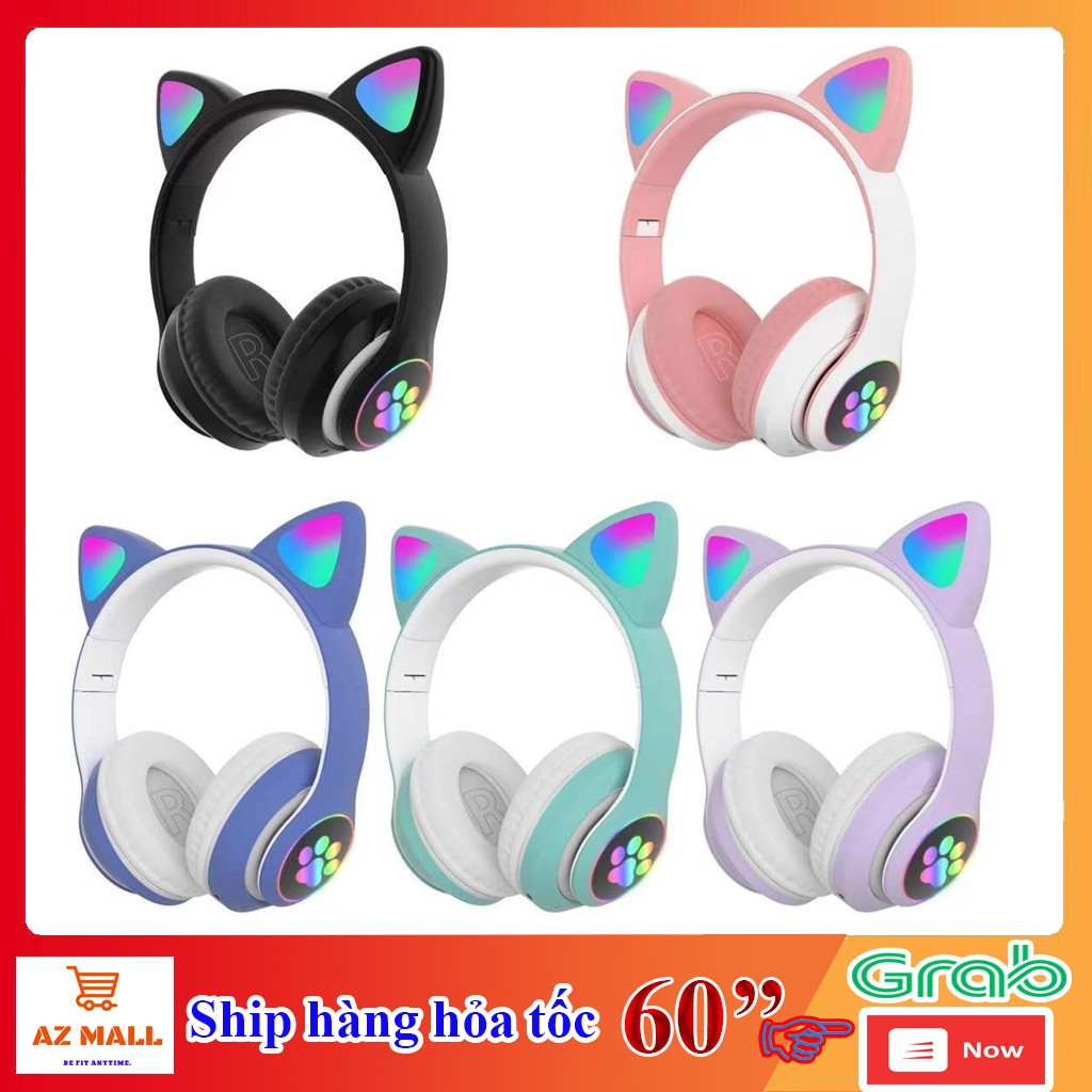 Tai Nghe Mèo Cute Có Micro  Bluetooth 5.0  Chuyên Livestream STN-28 LED RGB 12 Chế Độ EQ – BH 12 Tháng