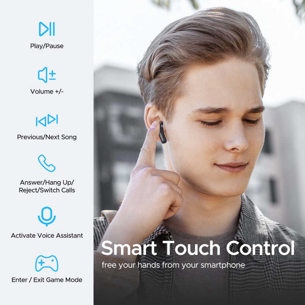 Tai Nghe True Wireless Earbuds SoundPEATS Mac 2, Driver 12.4mm, Game Mode, 4 Micro chống ồn -Chính hãng