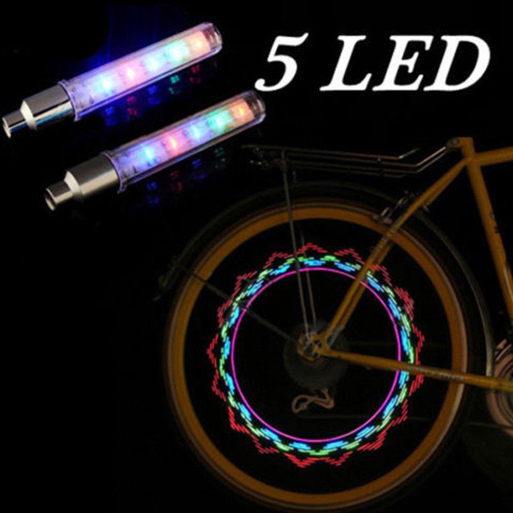 Bộ 2 đèn Led gắn van bánh xe đạp trang trí an toàn lấp lánh