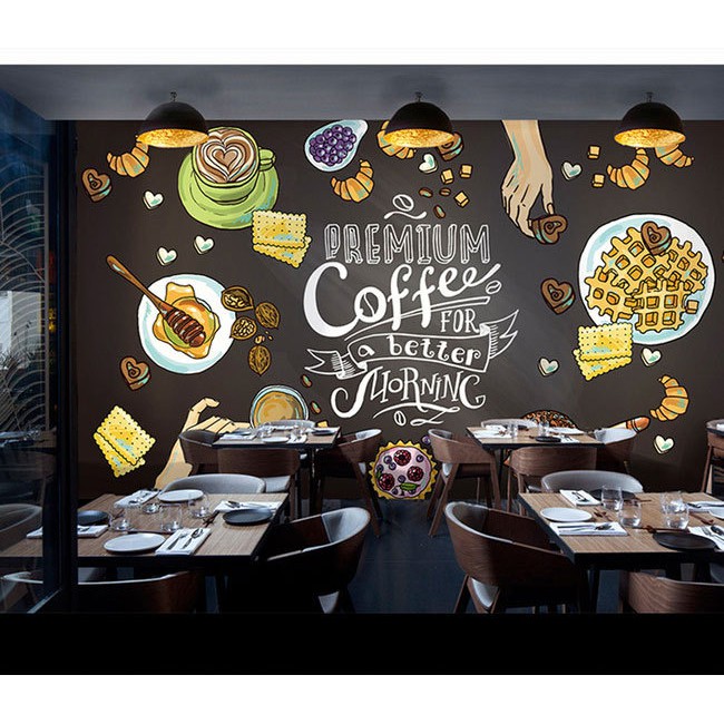 Tranh dán tường 3D tranh trang trí quán Coffee 1 BINBIN TC03 (Không phai màu)