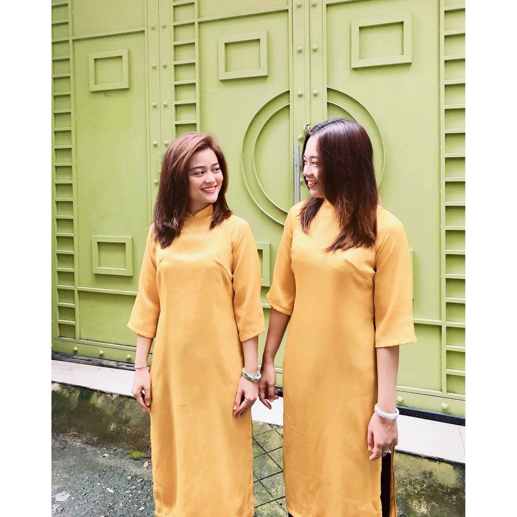 ÁO DÀI DÁNG XƯA LỤA TÂY THI VÀNG⚡HÀNG THIẾT KẾ⚡ ÁO DÀI SUÔNG DÁNG XƯA CÁCH TÂN