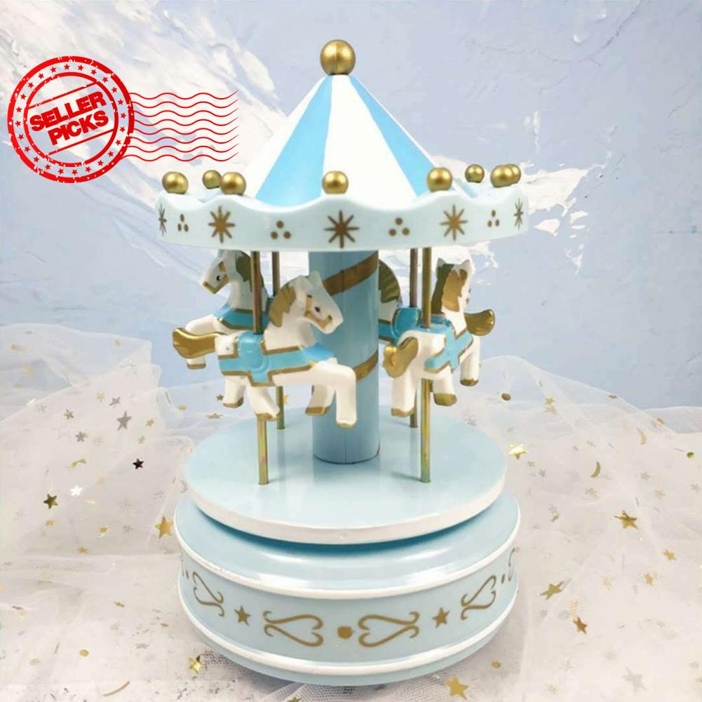 Hộp nhạc gỗ 4 con ngựa rạp xiếc C4L5 Y6U1 Q3H8