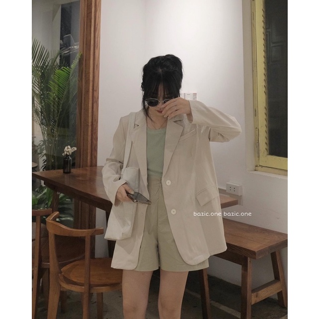 Áo blazer 1 lớp dáng rộng Hàn Quốc, blazer tone pastel form rộng Bazic one | BigBuy360 - bigbuy360.vn