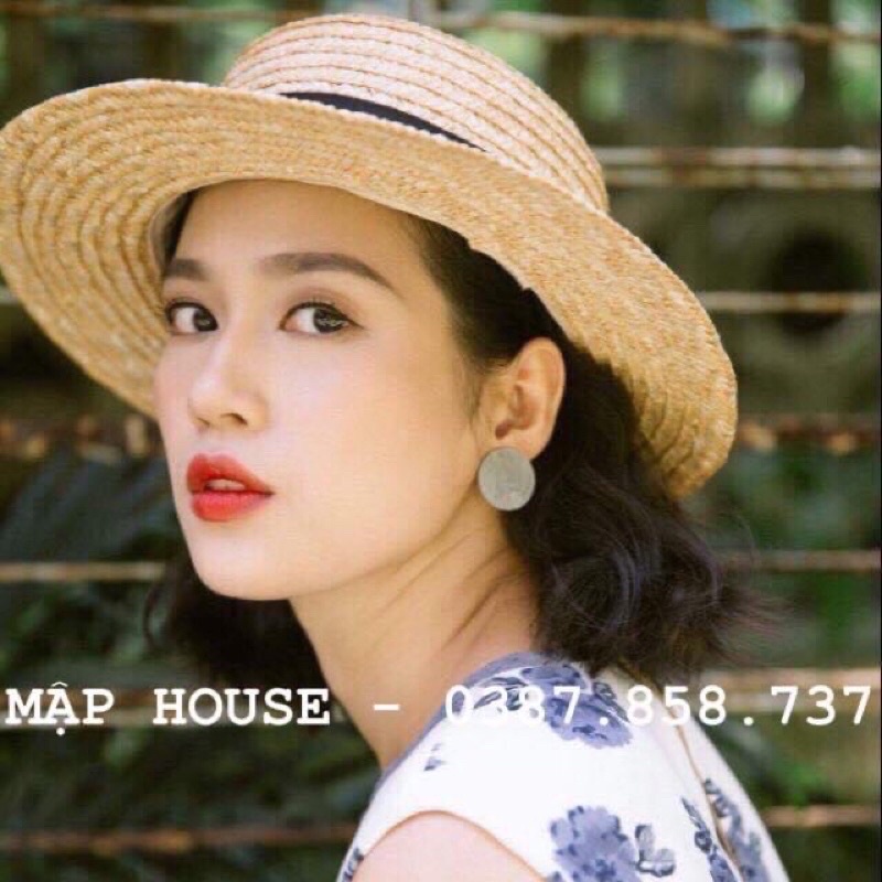 Mũ gaucho vành ngang cao cấp đi biển phong cách Vintage