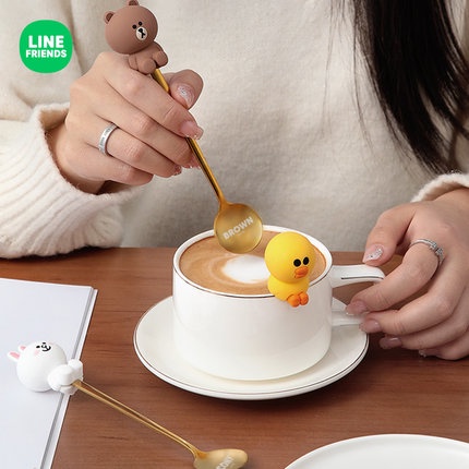 Muỗng, thìa cà phê Line Friends Thép không gỉ 304 tay cầm dài siêu dễ thương