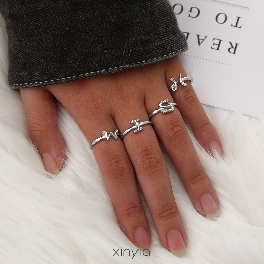 Nhẫn Mạ Vàng Trắng Hoạ Tiết 26 Chữ Cái Tuỳ Chọn Độc Đáo