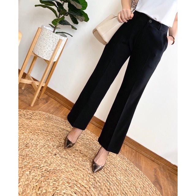 Quần culotes ống suông cạp cao khóa trước chất tuyết mưa xinh xắn | BigBuy360 - bigbuy360.vn