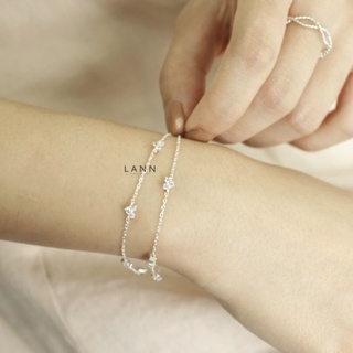 Lắc Tay 2 Dây Xích Gắn 3 Đá BẠC S925 LANN B059