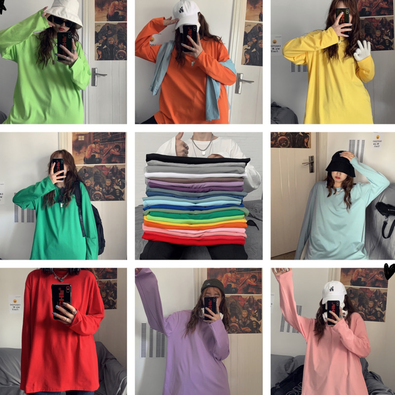 Áo Thun Trơn Tay Dài Phong Cách Thời Trang Harajuku 226767 | BigBuy360 - bigbuy360.vn