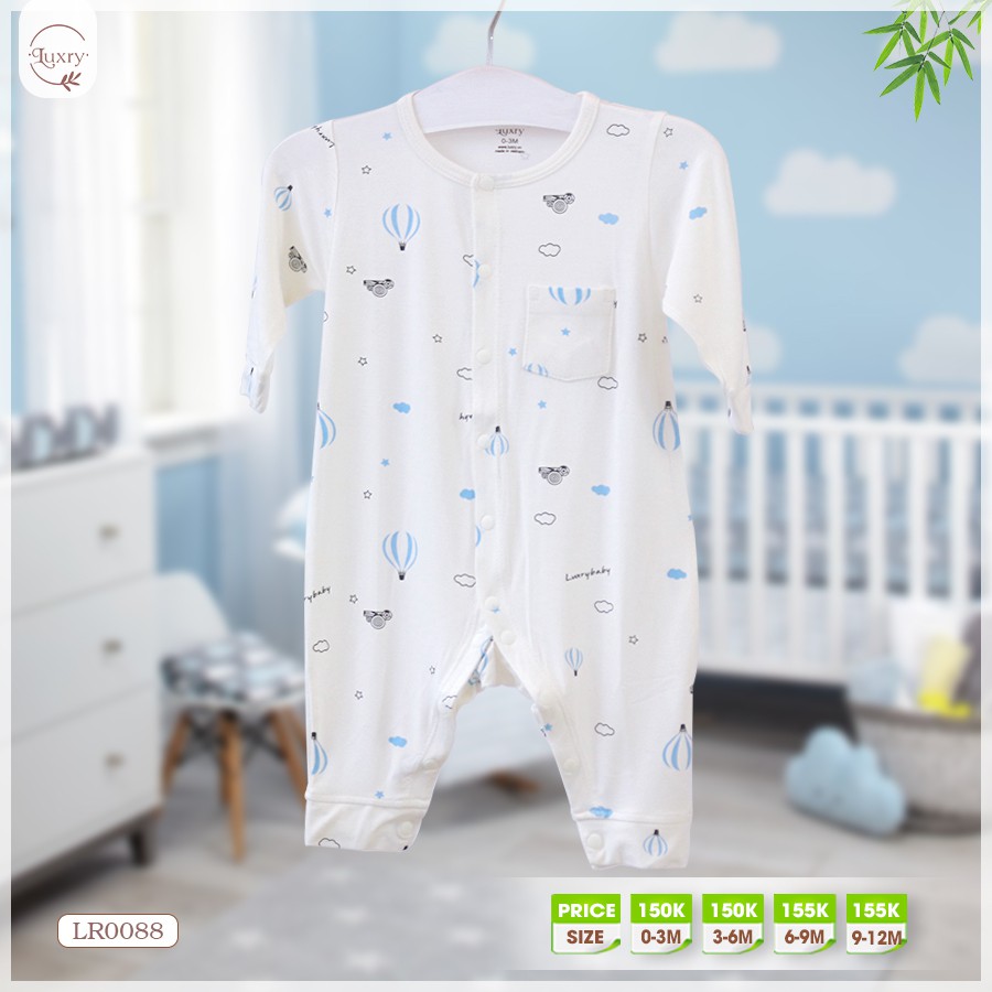 Body dài tay cho bé sơ sinh họa tiết dễ thương - chất liệu vải sợi tre thương hiệu Luxry phù hợp cho bé dưới 10kg