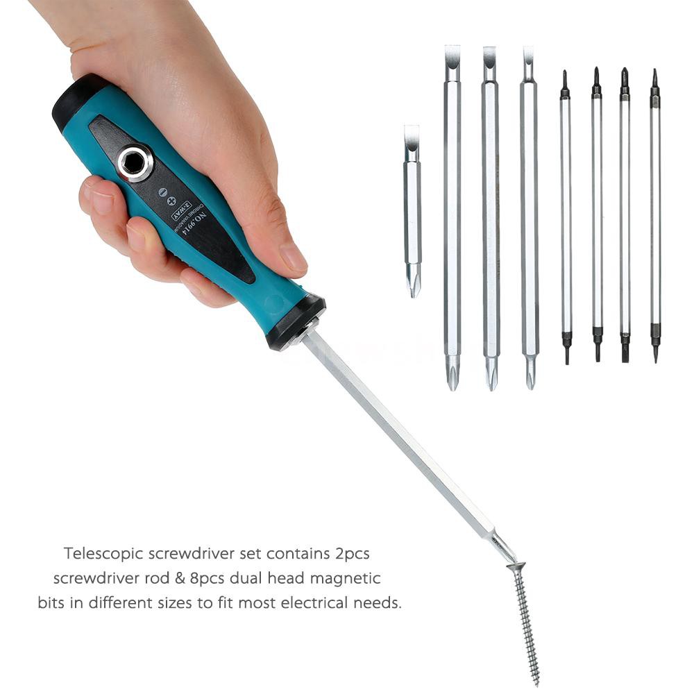 PENGGONG 10pcs Multifunction Socket Screwdriver Set Adjustable Screwdrivers Bits Magnetic Slotted and Phillips Bits Mult