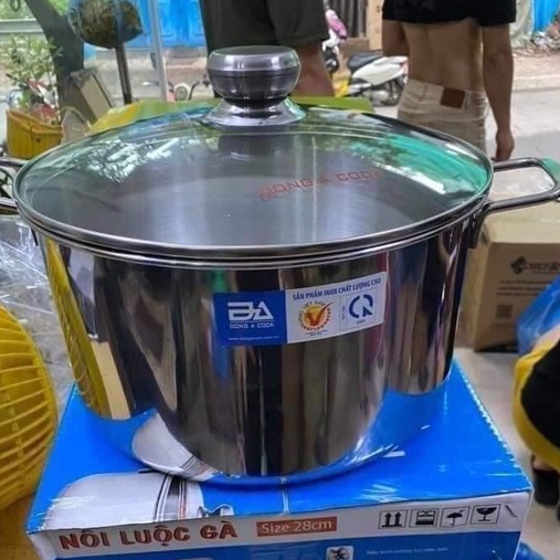 NỒI LUỘC GÀ ĐÔNG Á COOK SIZE 30CM NẮP KÍNH - INOX TIỆN LỢI