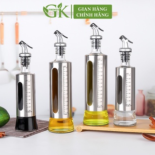 Chai rót đựng dầu ăn, nước tương, nước mắm, dầu hòa thủy tinh bọc inox cao cấp dung tích 300ml và 500ml lựa chọn GKT0005