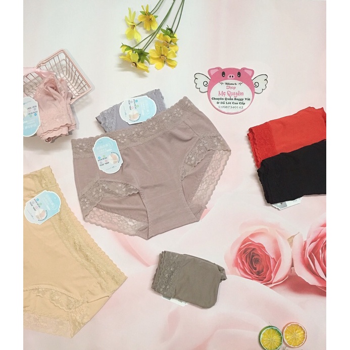 Quần lót Cotton lạnh viền ren cao cấp- gen bụng kháng khuẩn che khuyết điểm tối đa