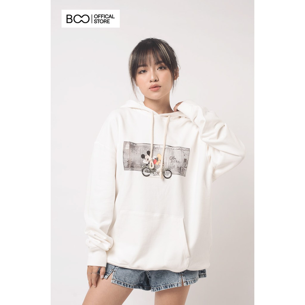 Áo Hoodie Nỉ Có Mũ Nam Nữ Unisex BOO Dáng Rộng In Graphic Mickey Cao Cấp Màu Trắng | BigBuy360 - bigbuy360.vn