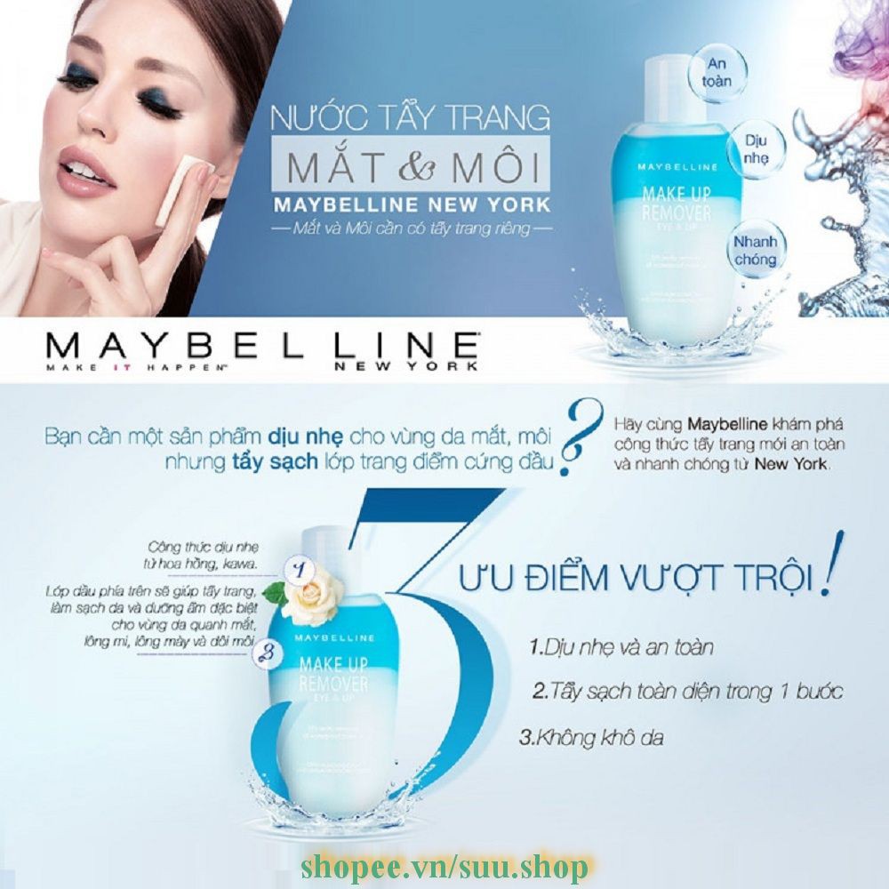 Tẩy Trang Mắt Và Môi 150ml Maybelline Make Up Remover Eye & Lip suu.shop cam kết 100% chính hãng