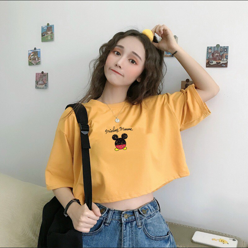 Áo Thun Nữ - Áo Croptop Thời Trang Dáng Rộng Năng Động Thời Trang Siêu Xinh | BigBuy360 - bigbuy360.vn