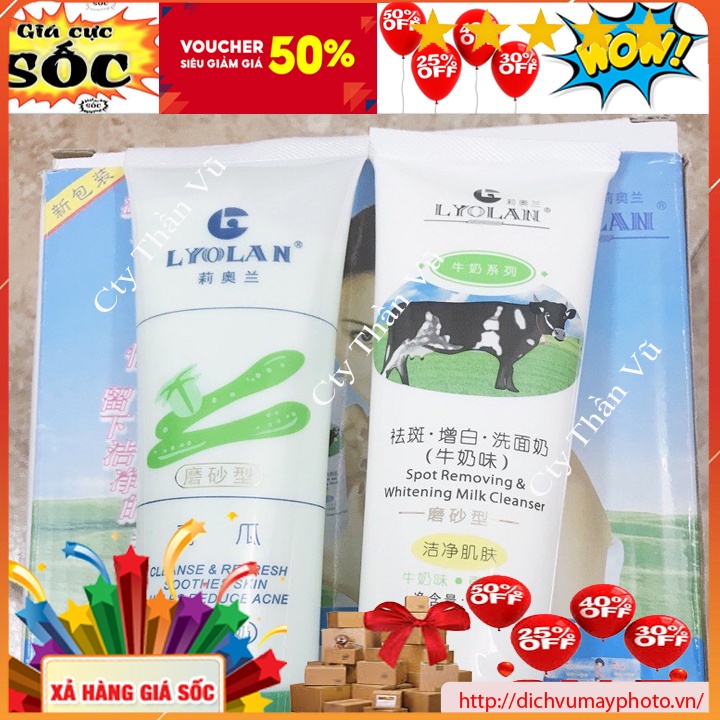 Sữa rửa mặt con bò Lyolan dưa leo lyolan Hàng Nhập Khẩu Chất Lượng loại bỏ vảy tế bào khô, mụn cám và bụi bẩn