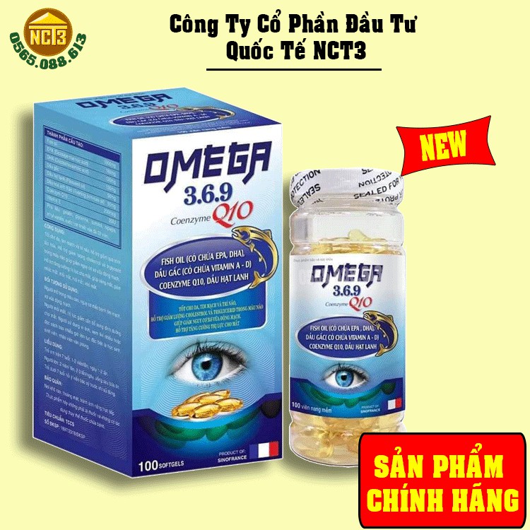 DẦU CÁ OMEGA 3.6.9 Bổ não Sáng mắt, Khỏe Tim Mạch (100 viên) ( Hàng chính hãng công ty NCT3 )