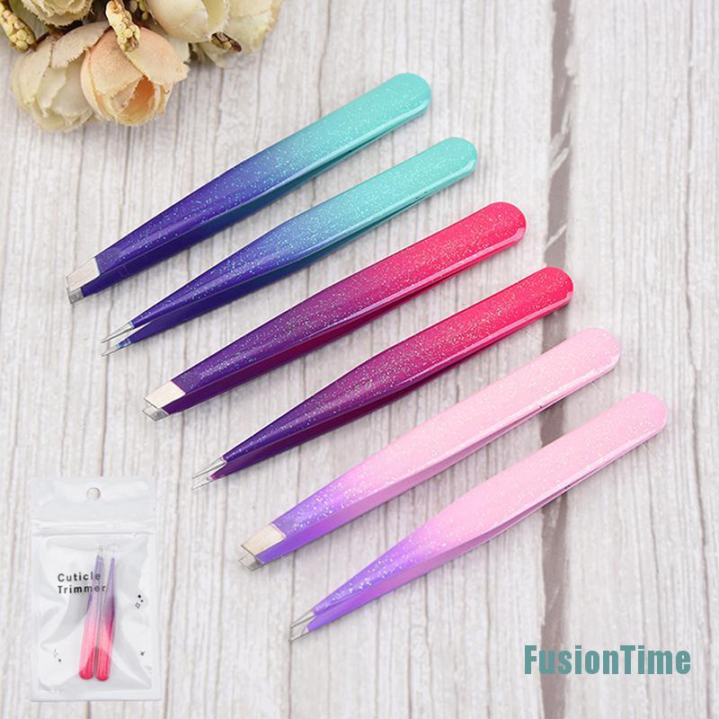 (hàng Mới Về) Set 2 Nhíp Nhổ Lông Mày Chuyên Nghiệp Bằng Thép Không Gỉ