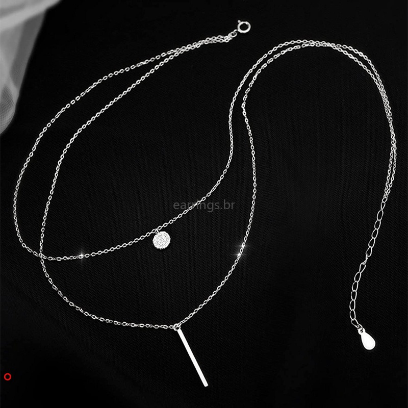 Dây chuyền thời trang hai lớp mặt tròn đính đá toàn diện cao cấp dành cho nữ