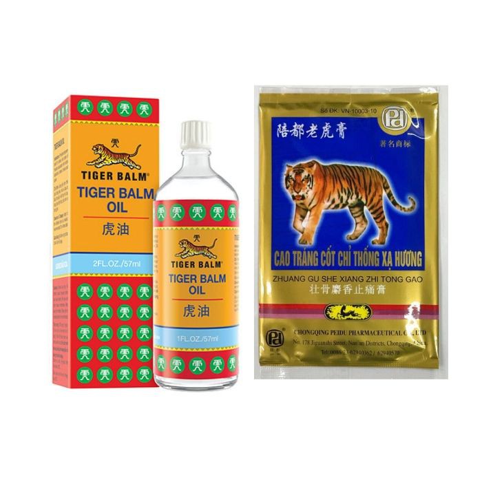 Dầu gió con cọp Tiger Balm 57ml + Miếng dán Con Cọp loại 7 chữ ( Gói 4 miếng )