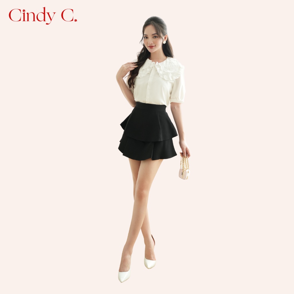 Áo Sơ Mi Cộc Tay Và Chân Váy  Heidi CINDY C Chất Liệu Silk Thiết Kế Thanh Lịch Nữ Tính 22415/22020/22055/22037