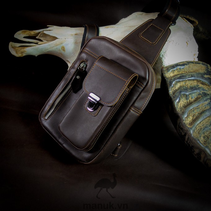 Túi chéo da bò thật, da bò sáp nhập khẩu cao cấp Pocket sling bag - Manuk vn Leather Design | BigBuy360 - bigbuy360.vn