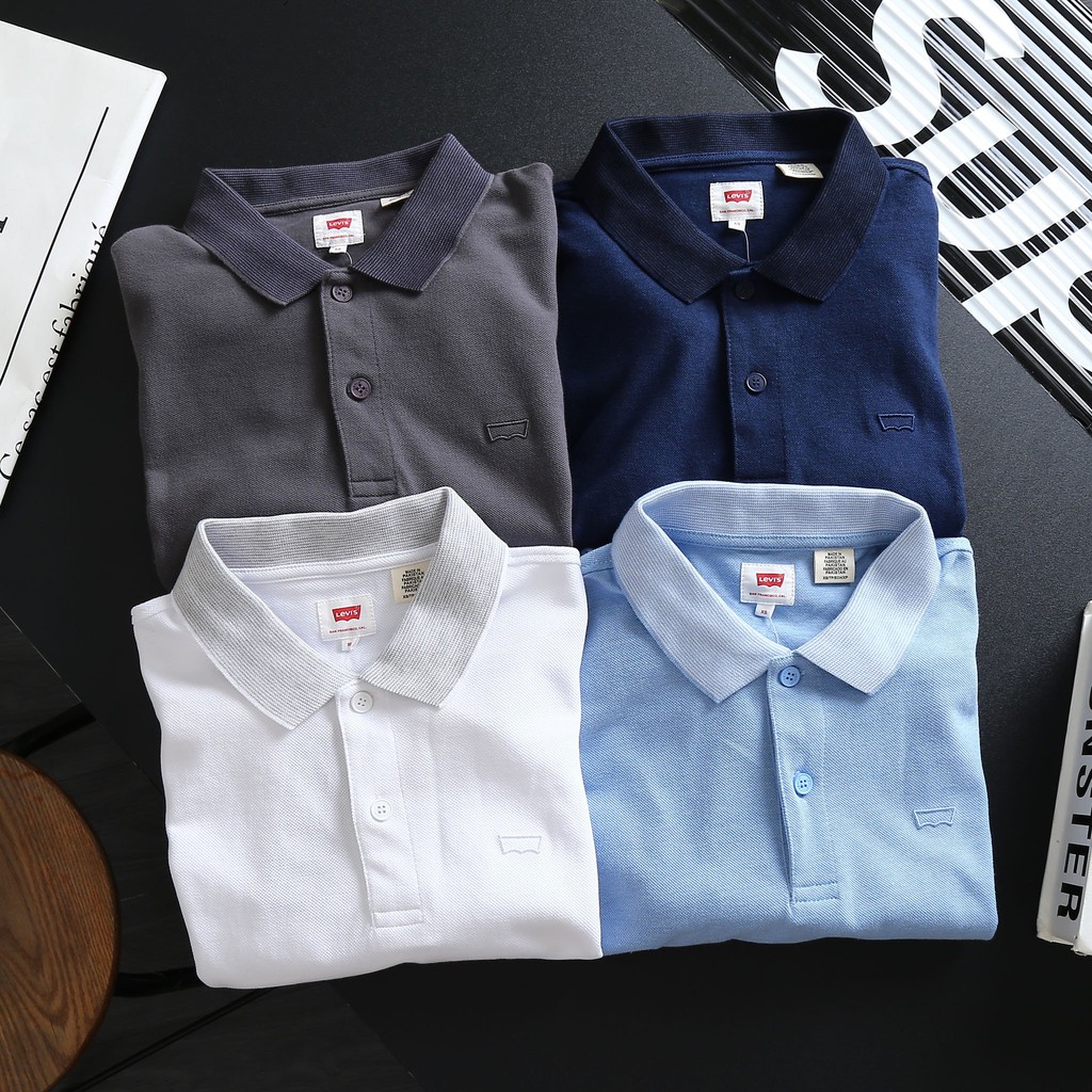 Áo thun nam Polo LEVIS trơn logo thêu hàng xuất xịn 4 màu