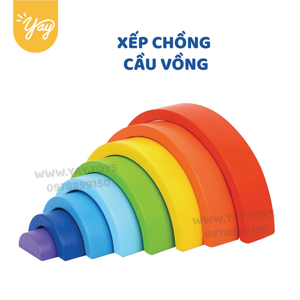 Bộ Đồ Chơi Gỗ Cao Cấp - Tháp Cầu Vồng Cho Bé 18m+ - Tooky Toy