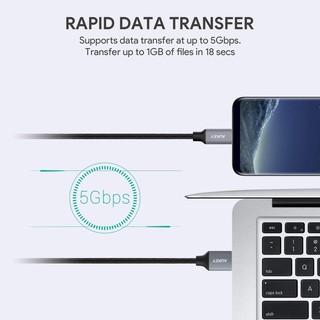 [Freeship toàn quốc từ 50k] Cáp Sạc Type C Aukey Nylon USB ra USB C 3.0 1m - CB-CD2