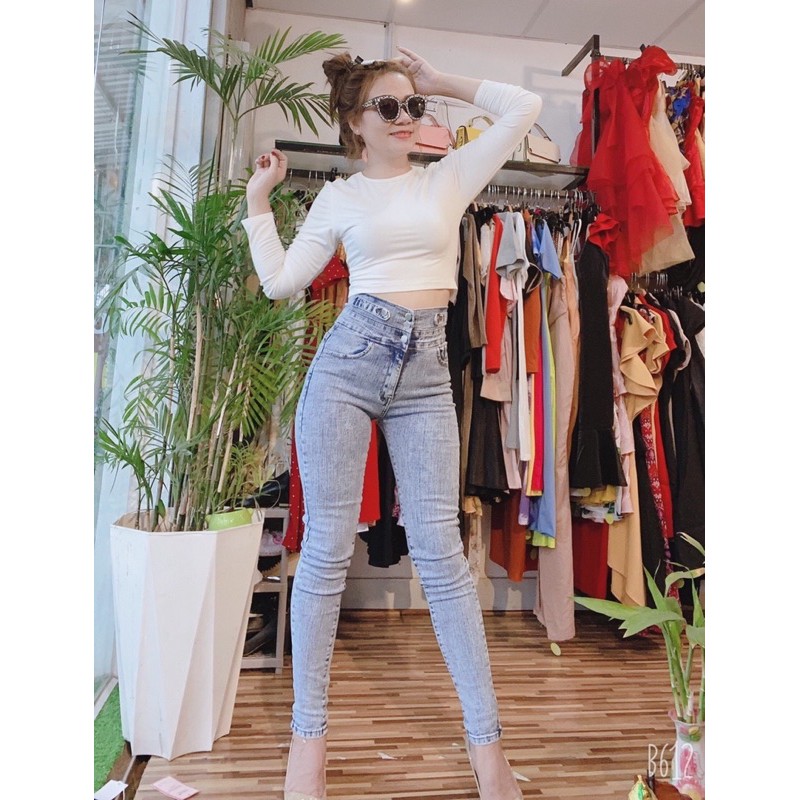 Quần Jeans Nữ Ống Ôm Lưng Siêu Cao Thời Trang