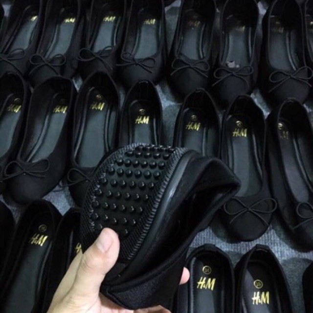 Giày bệt da lộn đính nơ xinh xắn_BHM