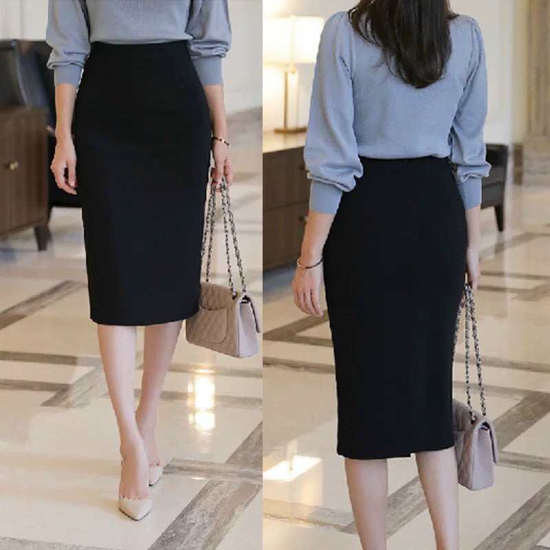 Chân váy bút chì qua gối